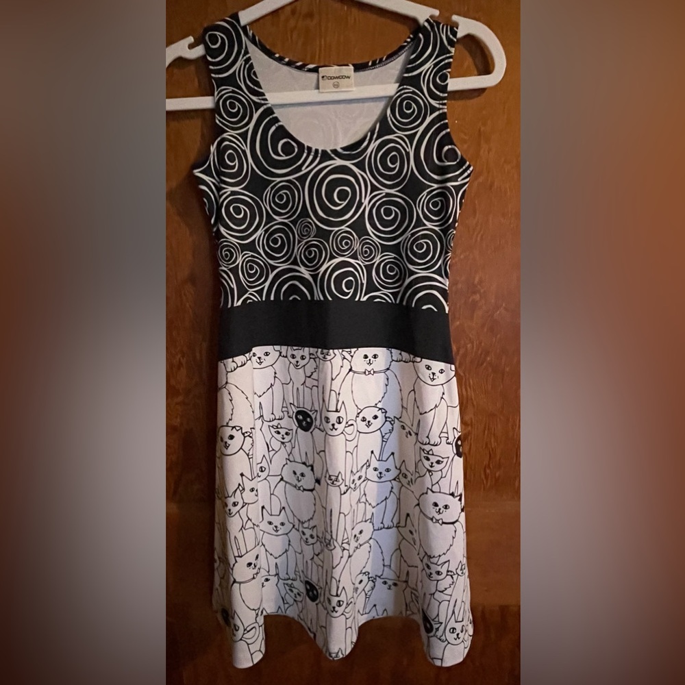 Girls CowCow Black and White Sleeveless A-Line Skater Dress